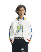 Load image into Gallery viewer, Brain Dead Records Embroidered Satin Club Jacket - White