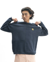 Load image into Gallery viewer, Global Works Split Panel Fleece & Terry Crewneck Sweatshirt - Navy