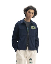 Load image into Gallery viewer, Mushroom Embroidered Full-Zip Corduroy Shirt Jacket - Navy