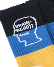 Load image into Gallery viewer, Striped Logo Head Socks - Yellow/Blue/Black
