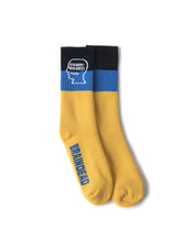 Load image into Gallery viewer, Striped Logo Head Socks - Yellow/Blue/Black
