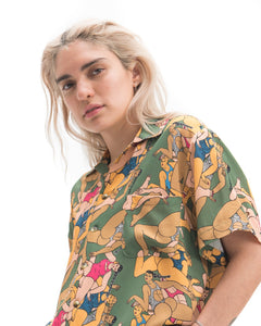 Rayon Hawaiian Shirt - Women Green