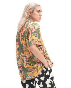 Rayon Hawaiian Shirt - Women Green