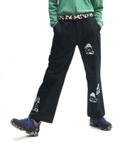 Load image into Gallery viewer, Mushroom Embroidery Herringbone Military Pant - Black
