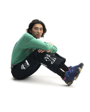 Load image into Gallery viewer, Mushroom Embroidery Herringbone Military Pant - Black
