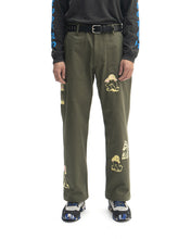 Load image into Gallery viewer, Mushroom Embroidery Herringbone Military Pant - Olive Drab
