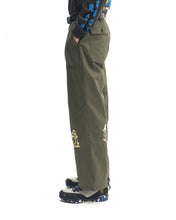 Load image into Gallery viewer, Mushroom Embroidery Herringbone Military Pant - Olive Drab
