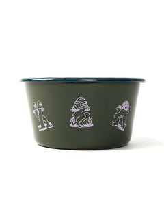 Mushroom Enamel Conical bowl - Forest Green